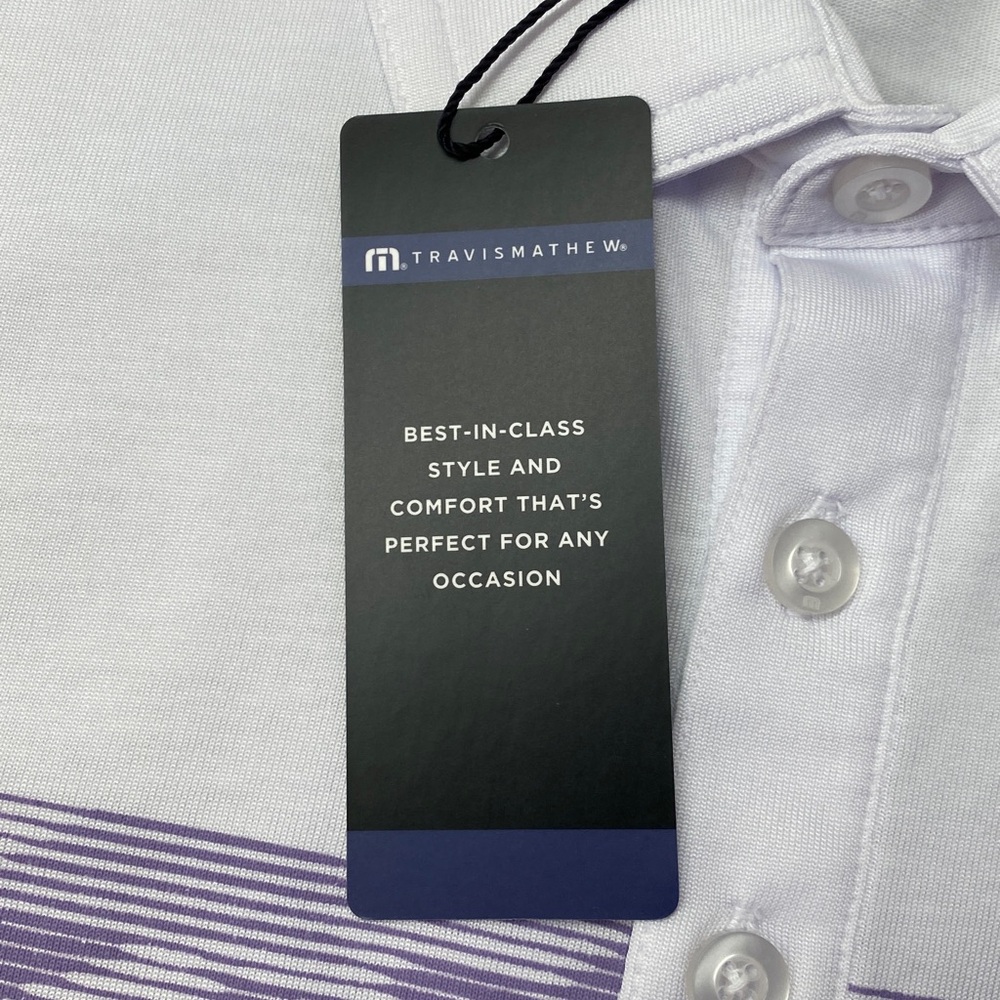 Travis Mathew White and Purple Polo Shirt - Picture 4 of 7